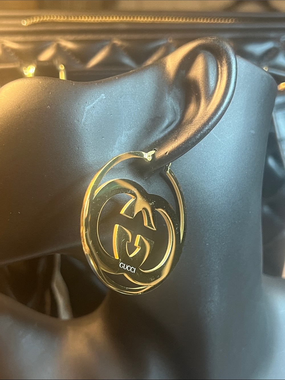 Gold-Tone Interlocking G Hoop Pendant - Picture 3 of 6